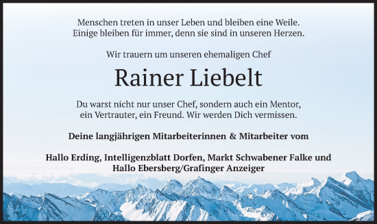 Todesanzeige von Rainer Liebelt von merkurtz