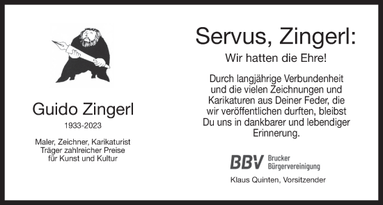 Todesanzeige von Guido Zingerl von merkurtz