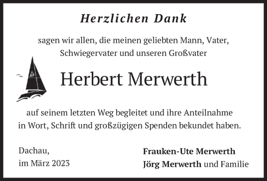 Todesanzeige von Herbert Merwerth von merkurtz