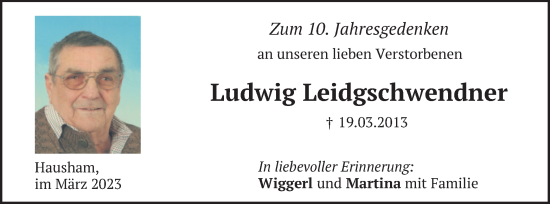 Todesanzeige von Ludwig Leidgschwendner von merkurtz