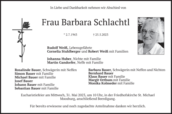 Todesanzeige von Barbara Schlachtl von merkurtz