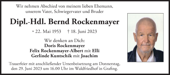 Todesanzeige von Bernd Rockenmayer von merkurtz