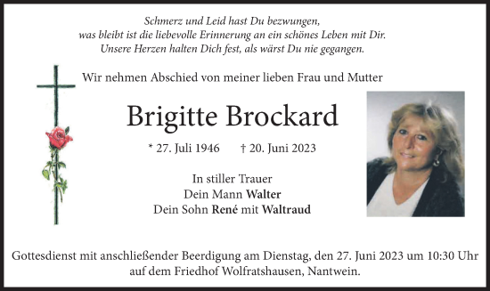 Todesanzeige von Brigitte Brockard von merkurtz