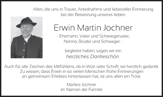 Todesanzeige von Erwin Martin Jochner von merkurtz