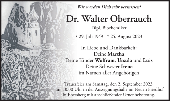 Todesanzeige von Walter Oberrauch von merkurtz