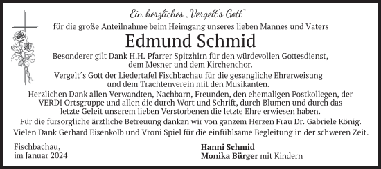 Todesanzeige von Edmund Schmid von merkurtz
