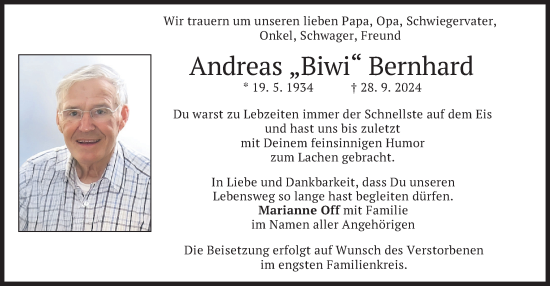 Todesanzeige von Andreas Bernhard von merkurtz