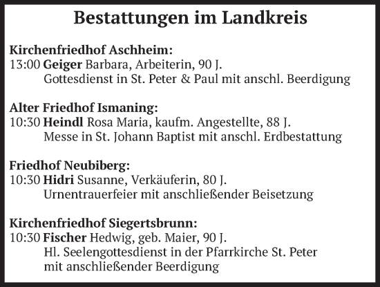 Todesanzeige von Bestattungen vom 04.10.2024 von merkurtz