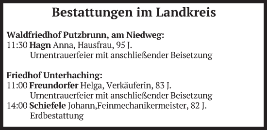 Todesanzeige von Bestattungen vom 18.10.2024 von merkurtz