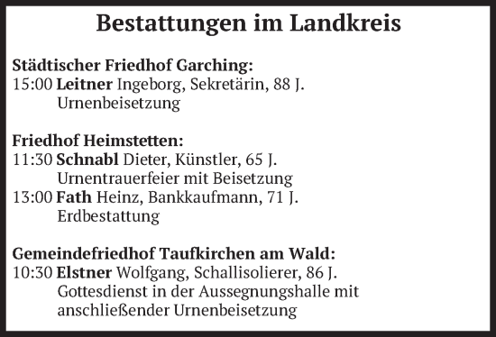 Todesanzeige von Bestattungen vom 23.10.2024 von merkurtz