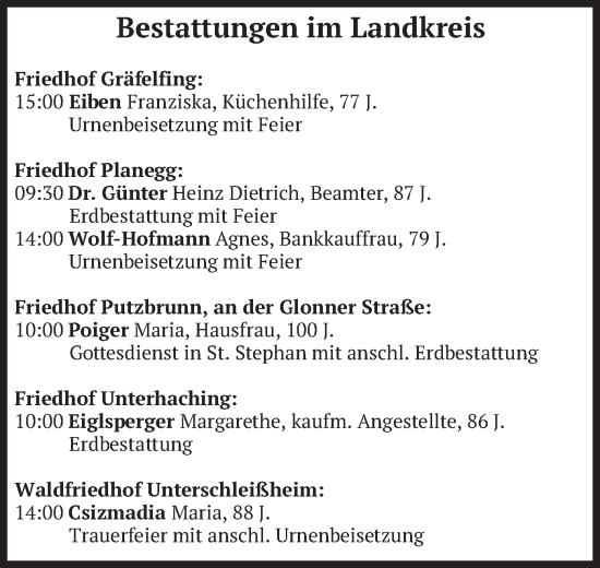 Todesanzeige von Bestattungen vom 25.10.2024 von merkurtz
