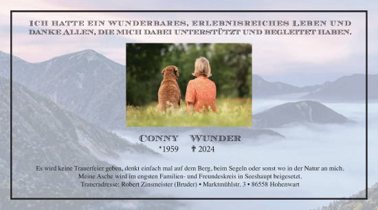 Todesanzeige von Conny Wunder von merkurtz