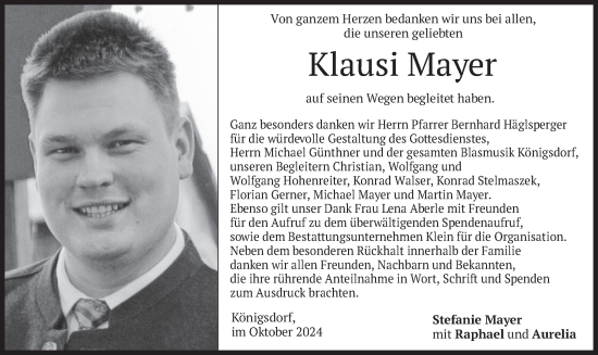 Todesanzeige von Klausi Mayer von merkurtz