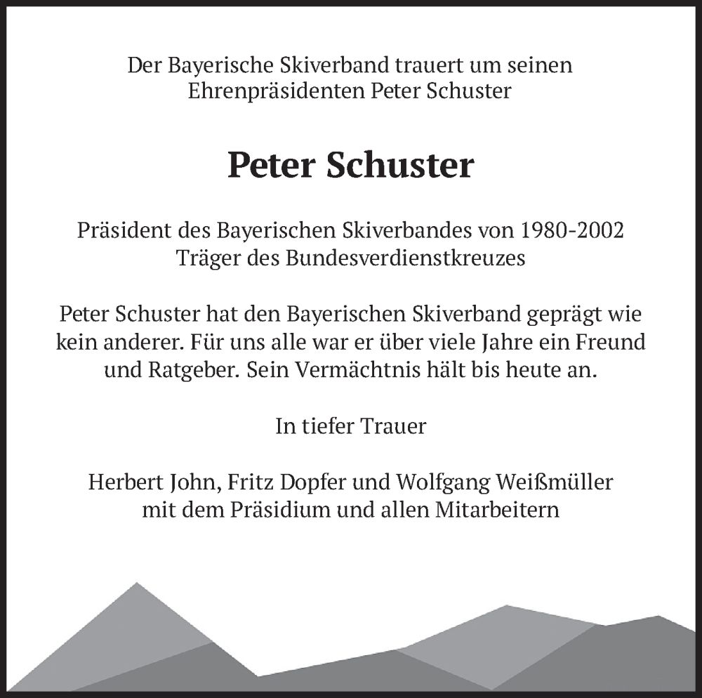  Traueranzeige für Peter Schuster vom 12.10.2024 aus merkurtz