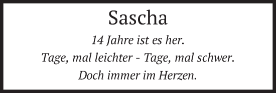 Todesanzeige von Sascha  von merkurtz