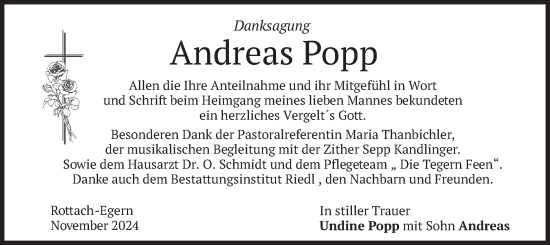 Todesanzeige von Andreas Popp von merkurtz
