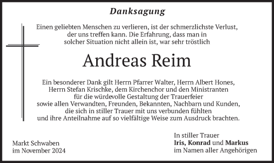 Todesanzeige von Andreas Reim von merkurtz
