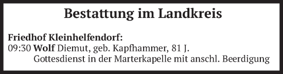 Todesanzeige von Bestattungen vom 09.11.2024 von merkurtz