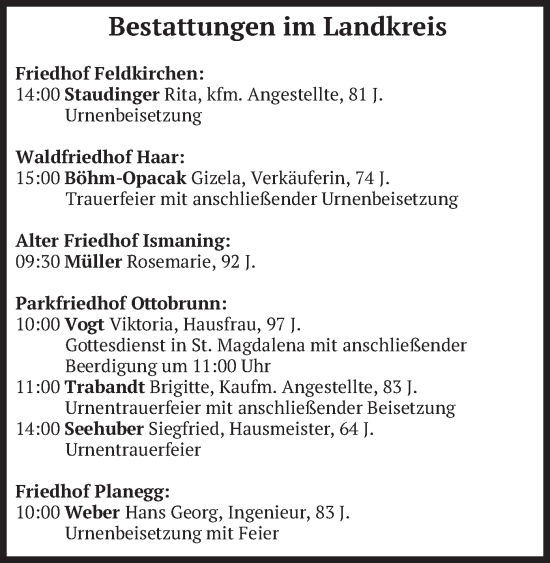 Todesanzeige von Bestattungen vom 11.11.2024 von merkurtz