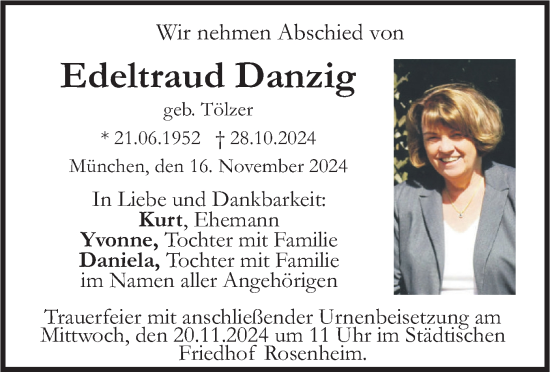 Todesanzeige von Edeltraud Danzig von merkurtz