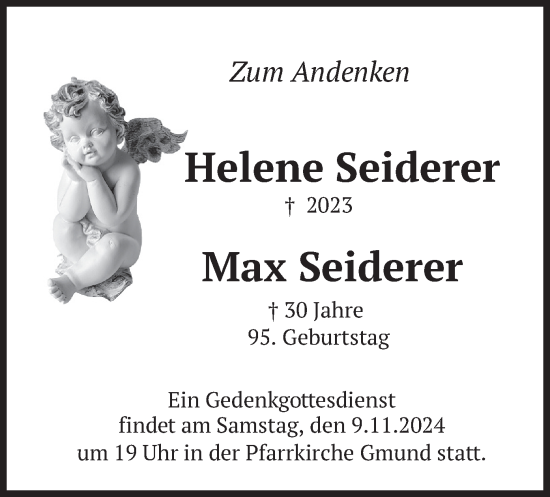 Todesanzeige von Helene und Max Seiderer von merkurtz