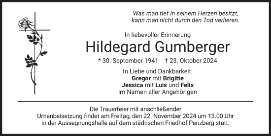 Todesanzeige von Hildegard Gumberger von Das Gelbe Blatt Penzberg
