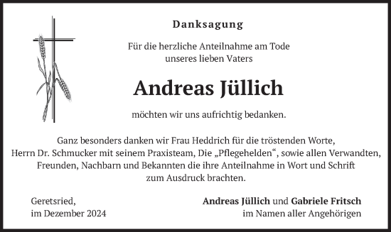 Todesanzeige von Andreas Jüllich von merkurtz
