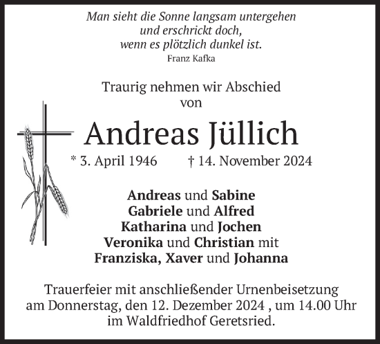 Todesanzeige von Andreas Jüllich von merkurtz