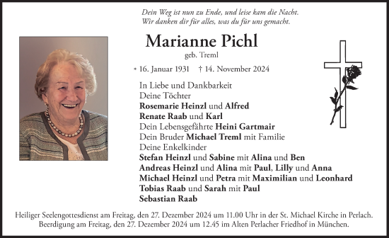 Todesanzeige von Marianne Pichl von merkurtz