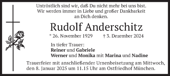 Todesanzeige von Rudolf Anderschitz von merkurtz