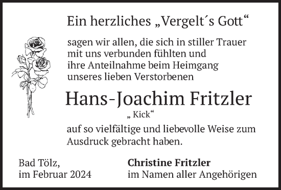 Todesanzeige von Hans-Joachim Fritzler von merkurtz