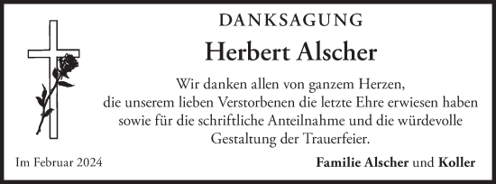 Todesanzeige von Herbert Alscher von merkurtz