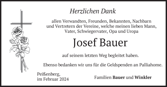 Todesanzeige von Josef Bauer von merkurtz