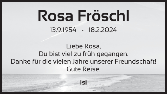 Todesanzeige von Rosa Fröschl von merkurtz