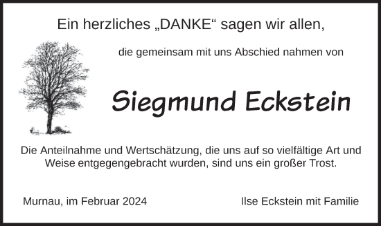 Todesanzeige von Siegmund Eckstein von merkurtz