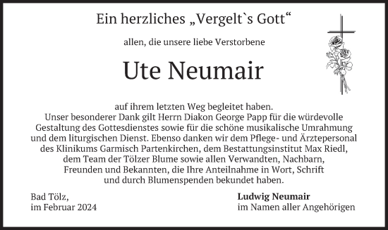 Todesanzeige von Ute Neumair von merkurtz