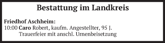 Todesanzeige von Bestattungen vom 18.03.2024 von merkurtz