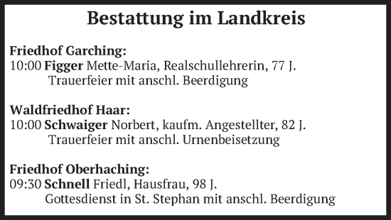 Todesanzeige von Bestattungen vom 20.03.2024 von merkurtz
