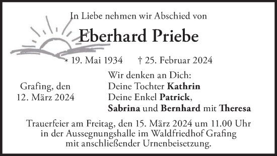 Todesanzeige von Eberhard Priebe von merkurtz