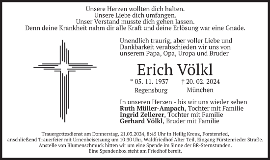 Todesanzeige von Erich Völkl von merkurtz