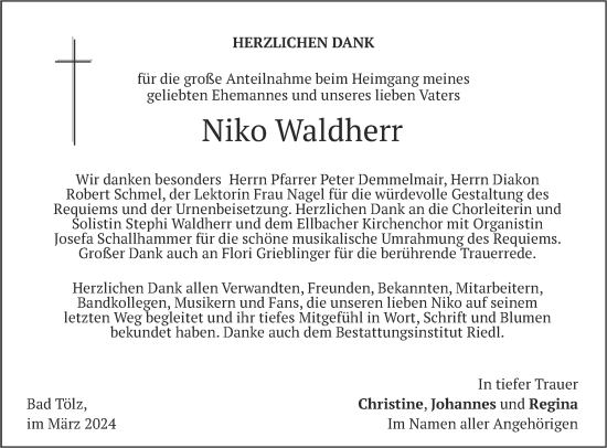 Todesanzeige von Niko Waldherr von merkurtz