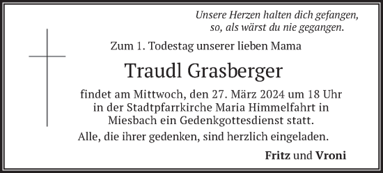 Todesanzeige von Traudl Grasberger von merkurtz