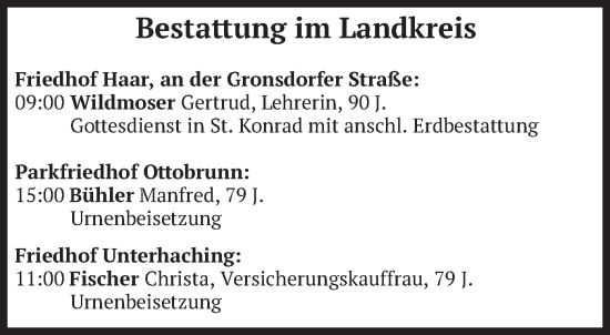 Todesanzeige von Bestattungen vom 11.04.2024 von merkurtz