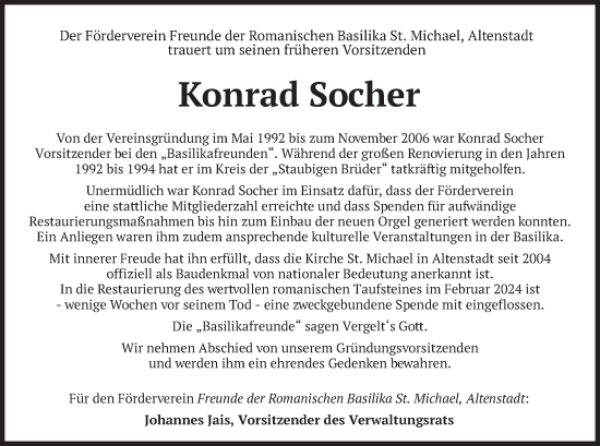 Todesanzeige von Konrad Socher von merkurtz