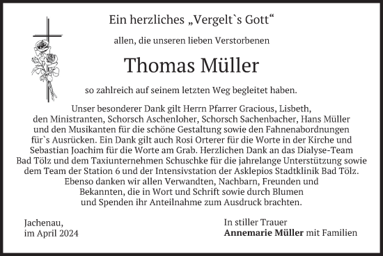 Todesanzeige von Thomas Müller von merkurtz