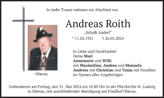Todesanzeige von Andreas Roith von merkurtz