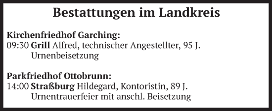 Todesanzeige von Bestattungen vom 27.05.2024 von merkurtz