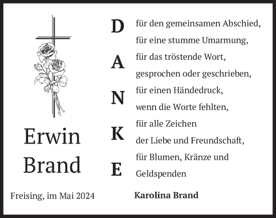 Todesanzeige von Erwin Brand von merkurtz