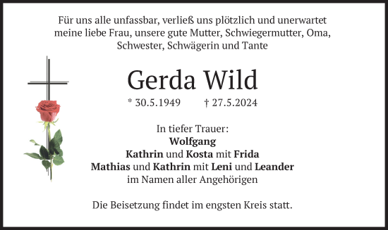 Todesanzeige von Gerda Wild von merkurtz