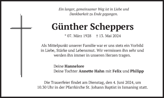 Todesanzeige von Günther Scheppers von merkurtz